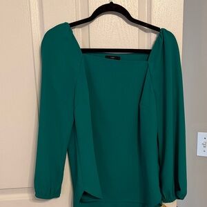 J crew emerald green Square-Neck Long Puff Sleeve Top